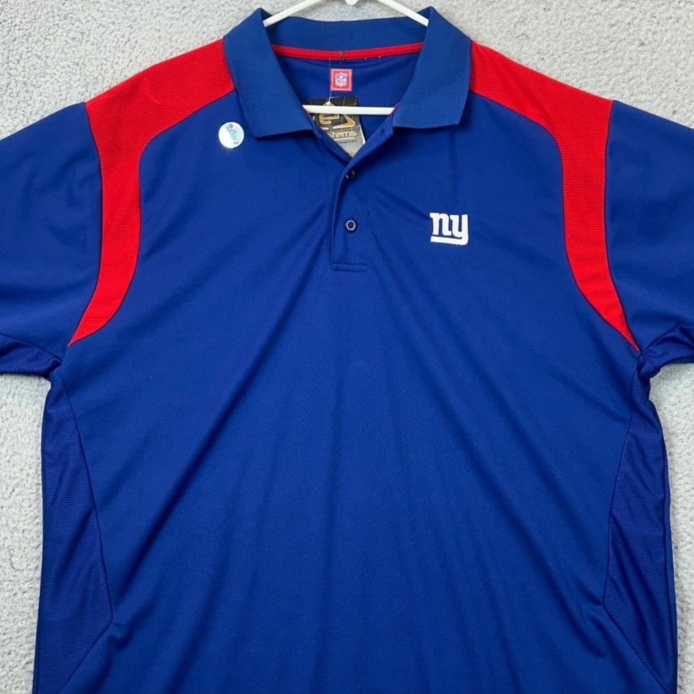 NEW New York Giants NFL Polo Shirt Mens XL Blue Red Performance Rugby Athletic